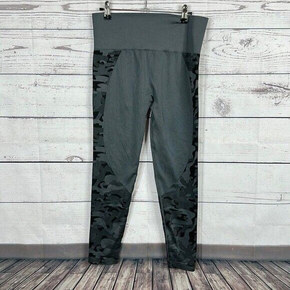 Zyia Leggings Womens Large Gray Camo high‎ rise Seamless Active Compression
